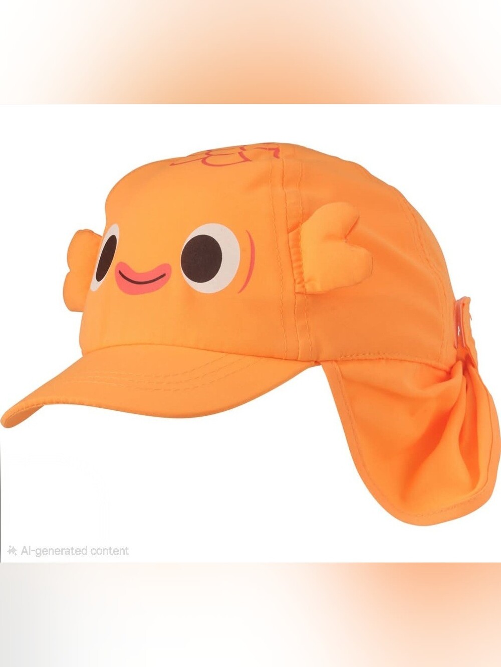 Kids Orange Sun Guard Swim Hat - Cute Fish Design